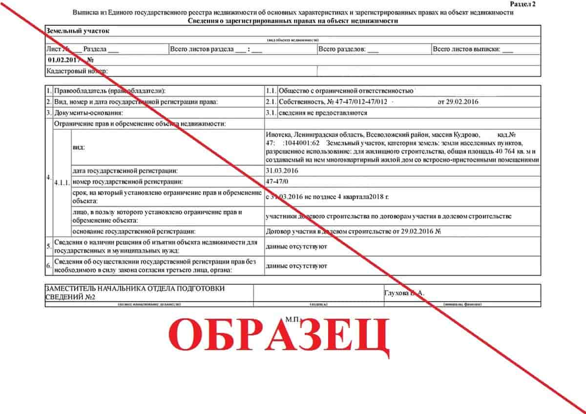 Образец выписки ЕГРН в Жуковском